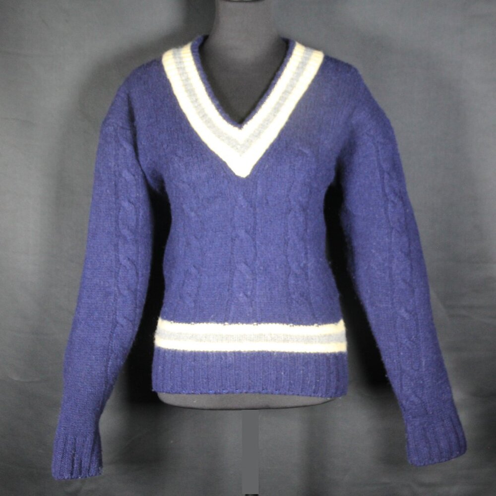 100% Virgin Wool Shetland V-Neck Pullover by US Umberto,  Size - Medium